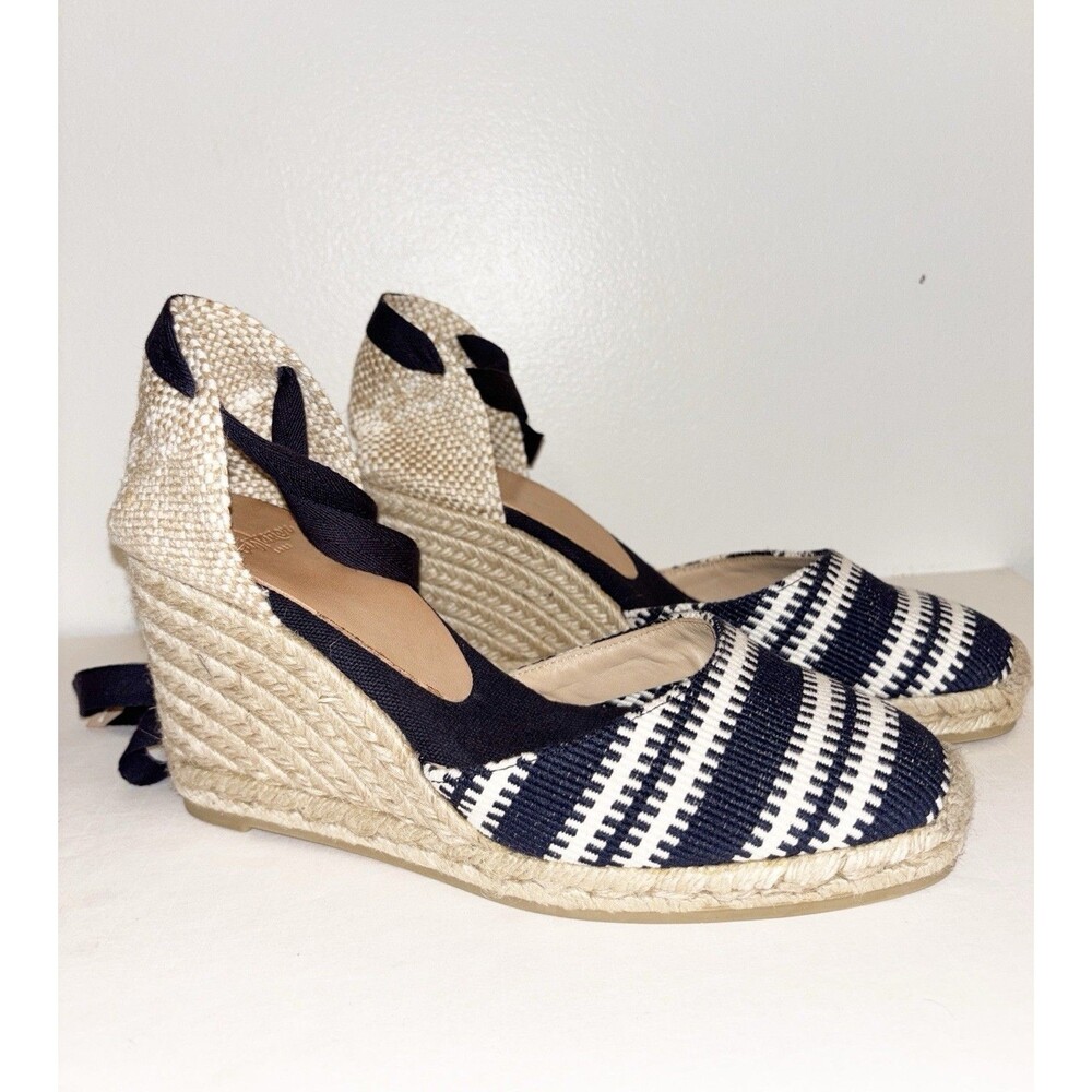 Castaner Blue And White Wedge Espadrilles Size 39